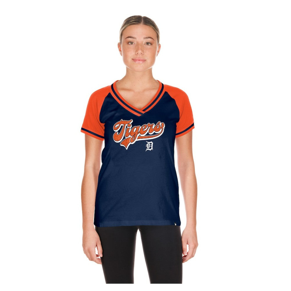 Detroit Tigers Women's Gameday V-Neck T-Shirt Navy