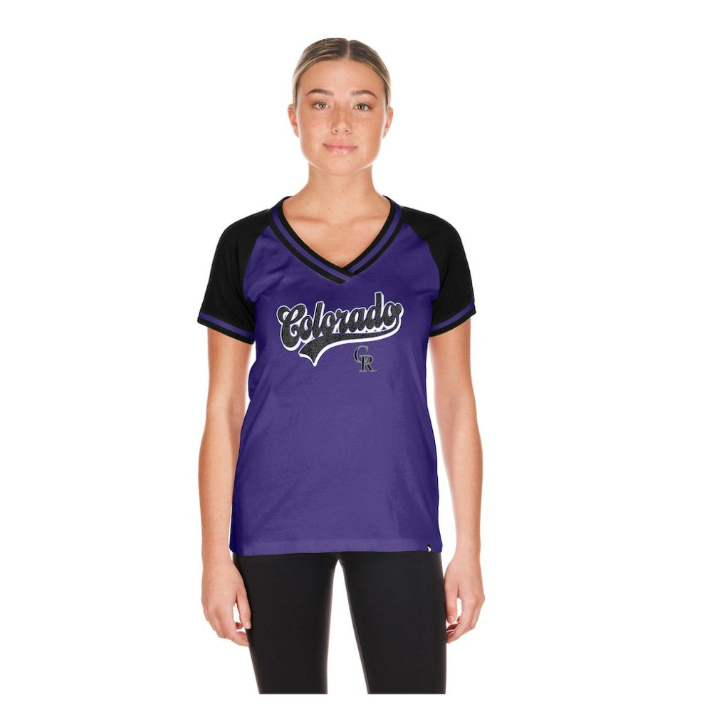 Colorado Rockies Women's Gameday V-Neck T-Shirt Purple