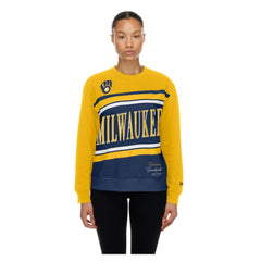 Milwaukee Brewers Women's Gameday Fleece Sweatshirt Navy/Gold