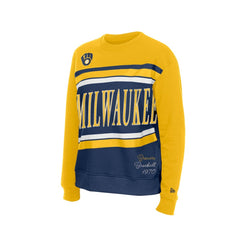 Milwaukee Brewers Women's Gameday Fleece Sweatshirt Navy/Gold