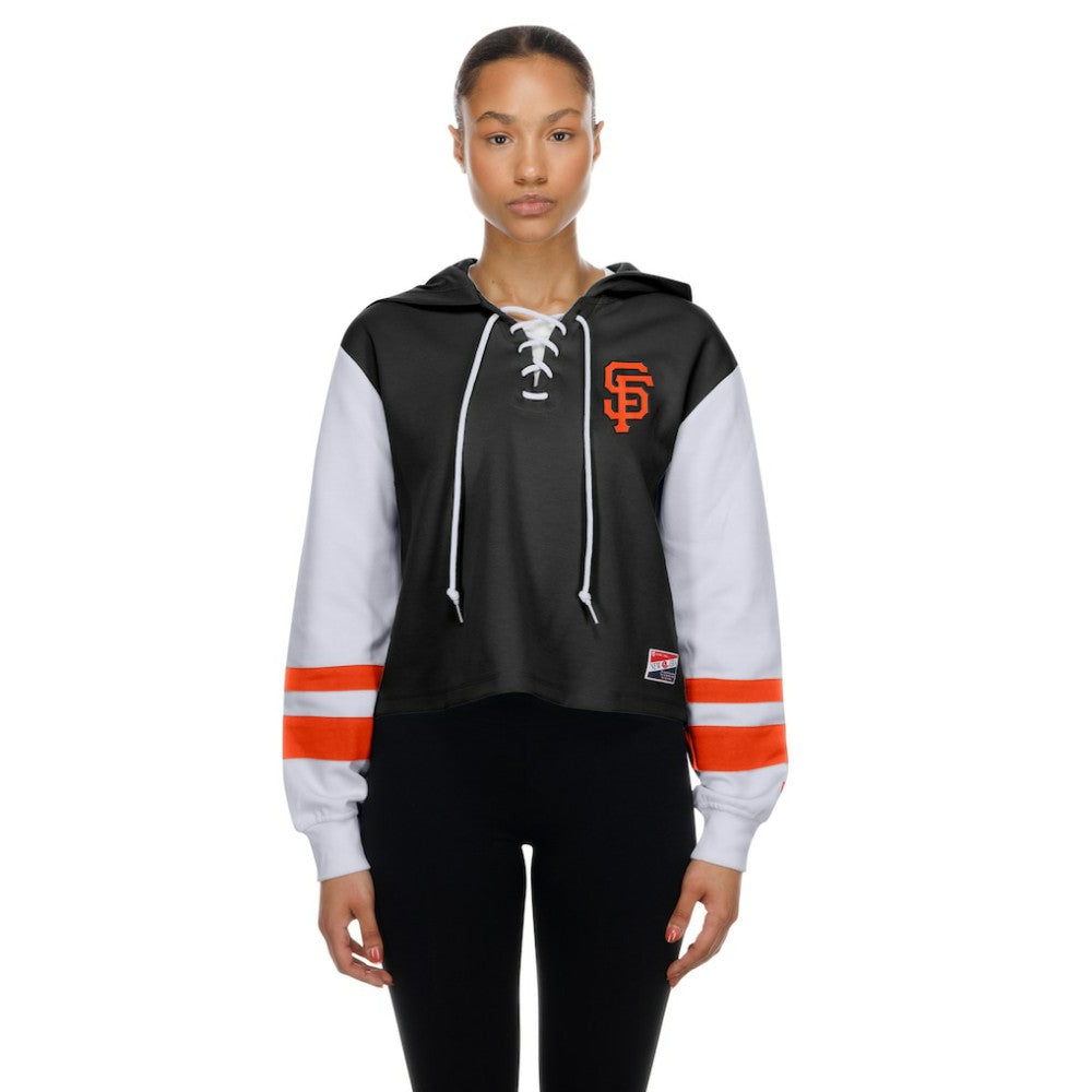 San Francisco Giants Women's Boxy Lace-Up Hoodie Black