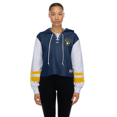 Milwaukee Brewers Women's Boxy Lace-Up Hoodie Navy