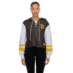 San Diego Padres Women's Boxy Lace-Up Hoodie Brown