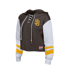 San Diego Padres Women's Boxy Lace-Up Hoodie Brown