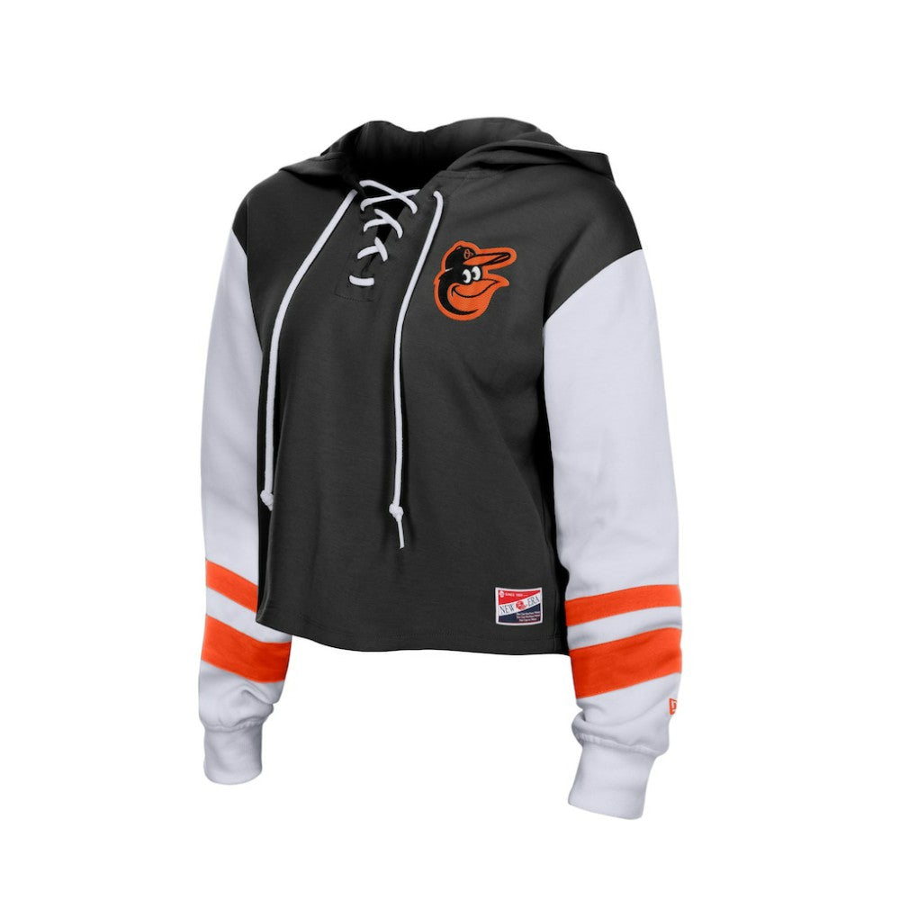 Baltimore Orioles Women's Boxy Lace-Up Hoodie Black
