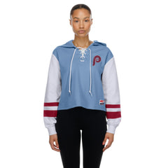 Philadelphia Phillies Women's Boxy Lace-Up Hoodie Light Blue