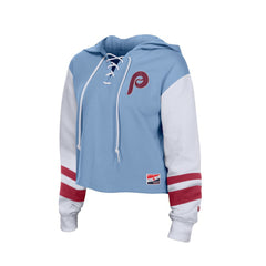 Philadelphia Phillies Women's Boxy Lace-Up Hoodie Light Blue