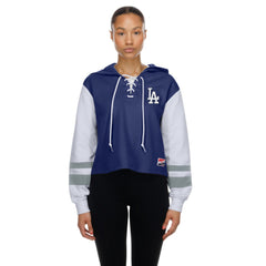Los Angeles Dodgers Women's Boxy Lace-Up Hoodie Royal