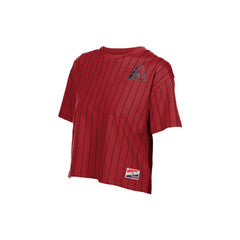 Arizona Diamondbacks Women's Throwback Meshback Pinstripe Boxy T-Shirt Red