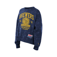 Milwaukee Brewers Women's Throwback Oversized Boxy Sweatshirt Navy