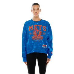 New York Mets Women's Throwback Oversized Boxy Sweatshirt Royal