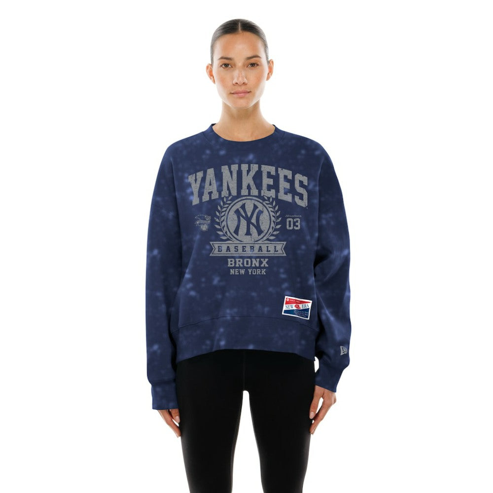 New York Yankees Women's Throwback Oversized Boxy Sweatshirt Navy