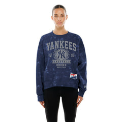 New York Yankees Women's Throwback Oversized Boxy Sweatshirt Navy