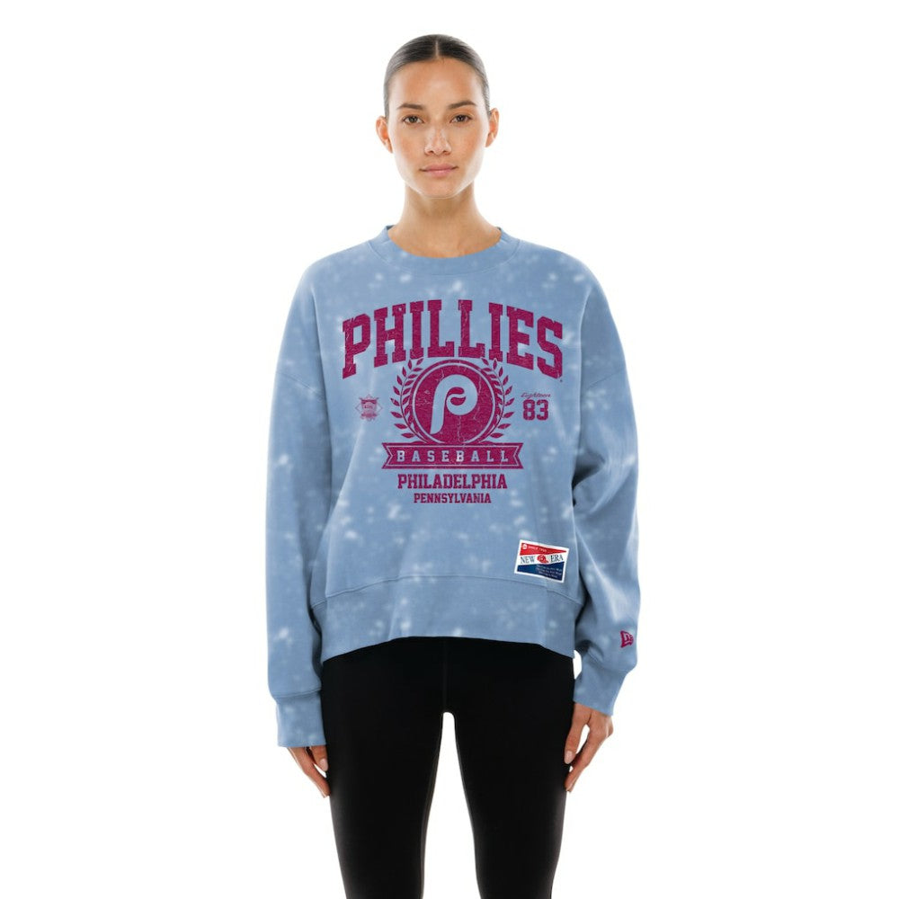 Philadelphia Phillies Women's Throwback Oversized Boxy Sweatshirt Light Blue