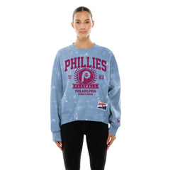 Philadelphia Phillies Women's Throwback Oversized Boxy Sweatshirt Light Blue
