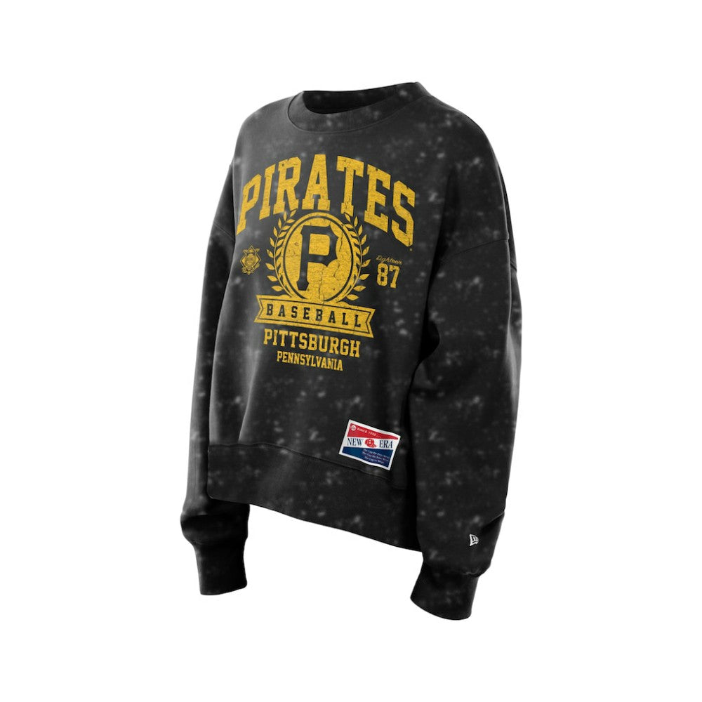 Pittsburgh Pirates Women's Throwback Oversized Boxy Sweatshirt Black
