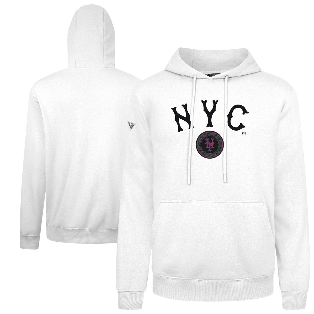 New York Mets Levelwear City Connect Podium Back Splash Pullover Hoodie White