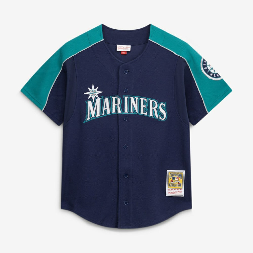 Ichiro Suzuki Seattle Mariners 2006 Cooperstown Mesh Batting Practice Button-Up Jersey Navy