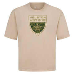 Houston Astros Levelwear Oversized Luxe Signature Knit Buckler T-Shirt Khaki