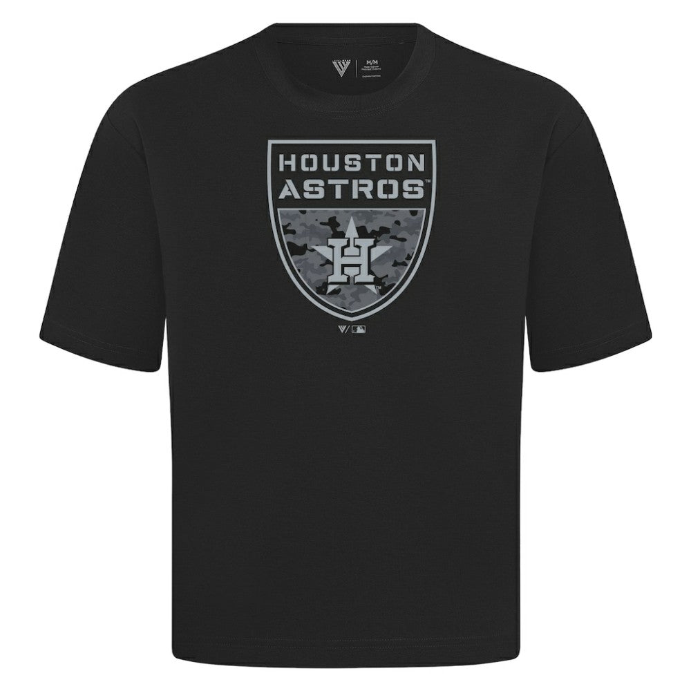 Houston Astros Levelwear Oversized Luxe Signature Knit Buckler T-Shirt Black