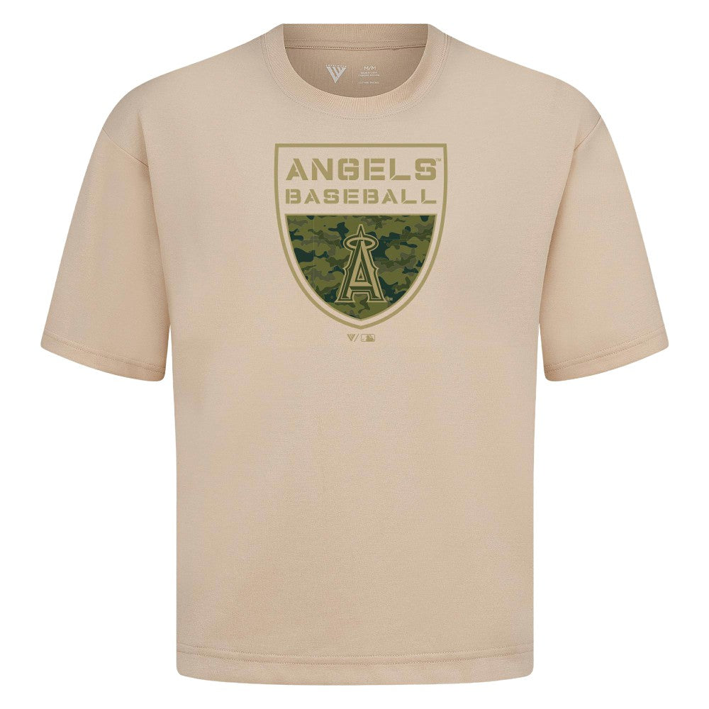 Los Angeles Angels Levelwear Oversized Luxe Signature Knit Buckler T-Shirt Khaki