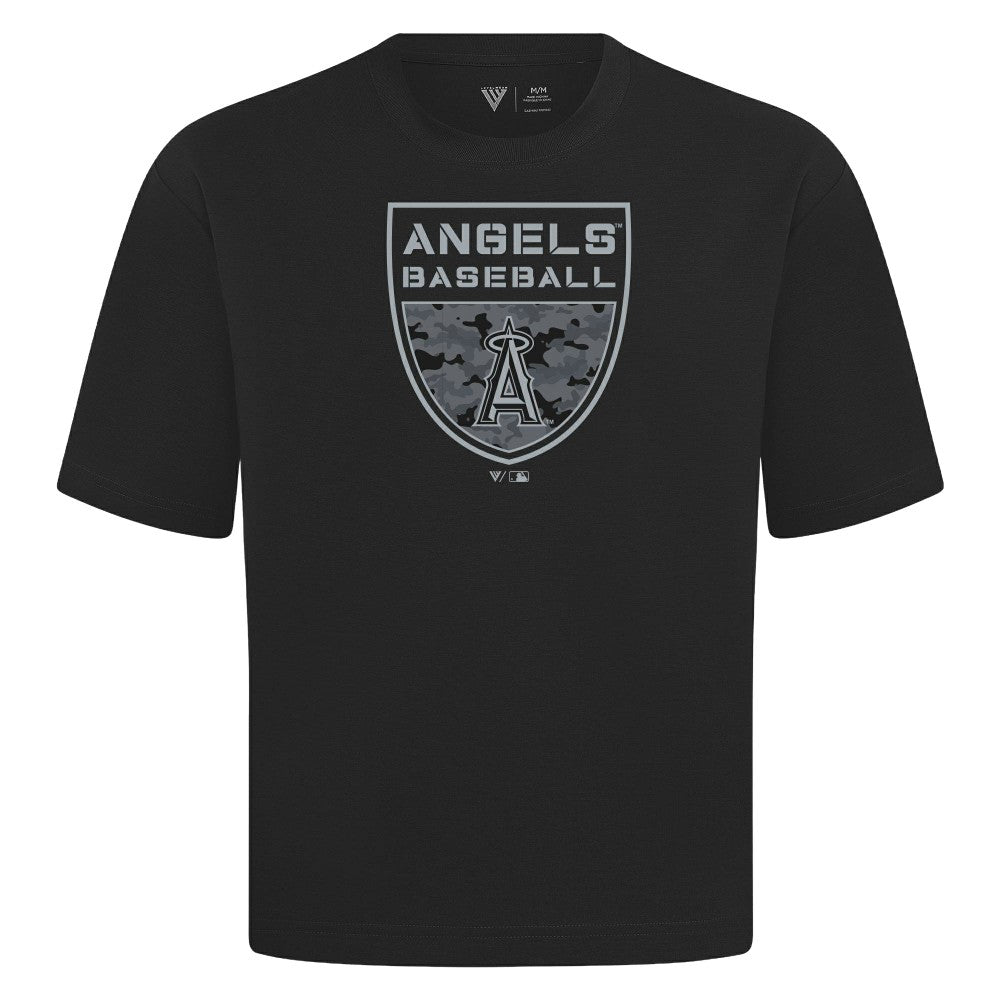 Los Angeles Angels Levelwear Oversized Luxe Signature Knit Buckler T-Shirt Black