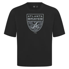 Atlanta Braves Levelwear Oversized Luxe Signature Knit Buckler T-Shirt Black