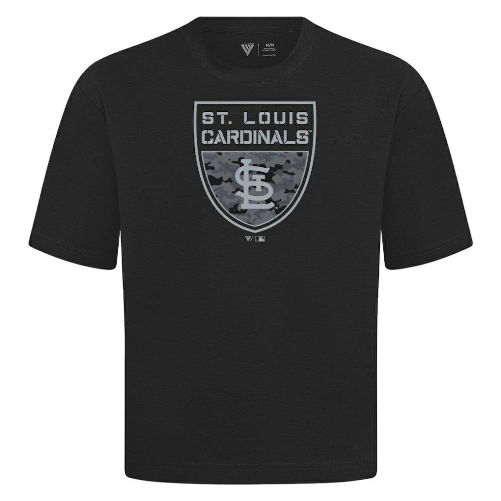St. Louis Cardinals Levelwear Oversized Luxe Signature Knit Buckler T-Shirt Black