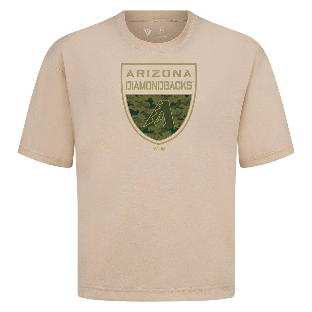 Arizona Diamondbacks Levelwear Oversized Luxe Signature Knit Buckler T-Shirt Khaki