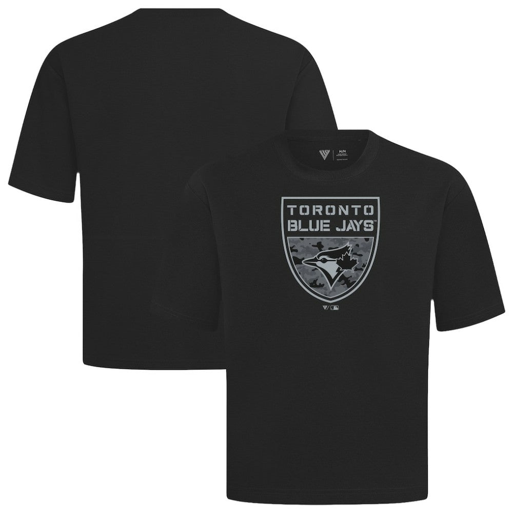 Toronto Blue Jays Levelwear Oversized Luxe Signature Knit Buckler T-Shirt Black