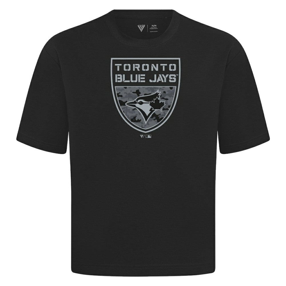 Toronto Blue Jays Levelwear Oversized Luxe Signature Knit Buckler T-Shirt Black