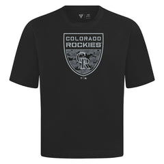 Colorado Rockies Levelwear Oversized Luxe Signature Knit Buckler T-Shirt Black