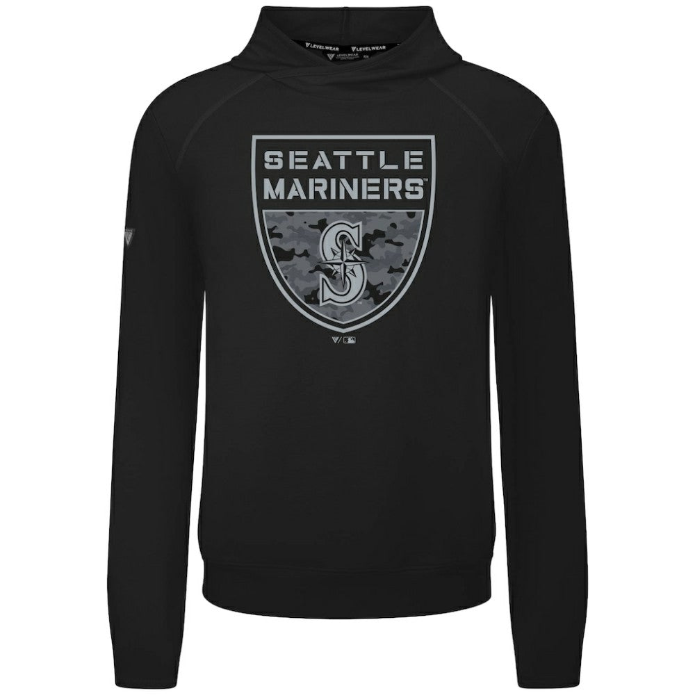 Seattle Mariners Levelwear Mandate Buckler Tri-Blend Pullover Hoodie Black