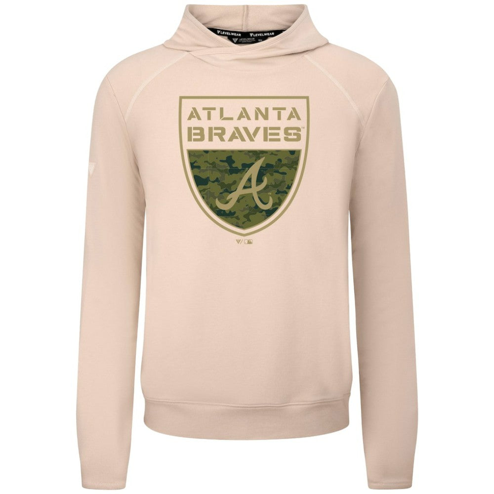 Atlanta Braves Levelwear Mandate Buckler Tri-Blend Pullover Hoodie Khaki