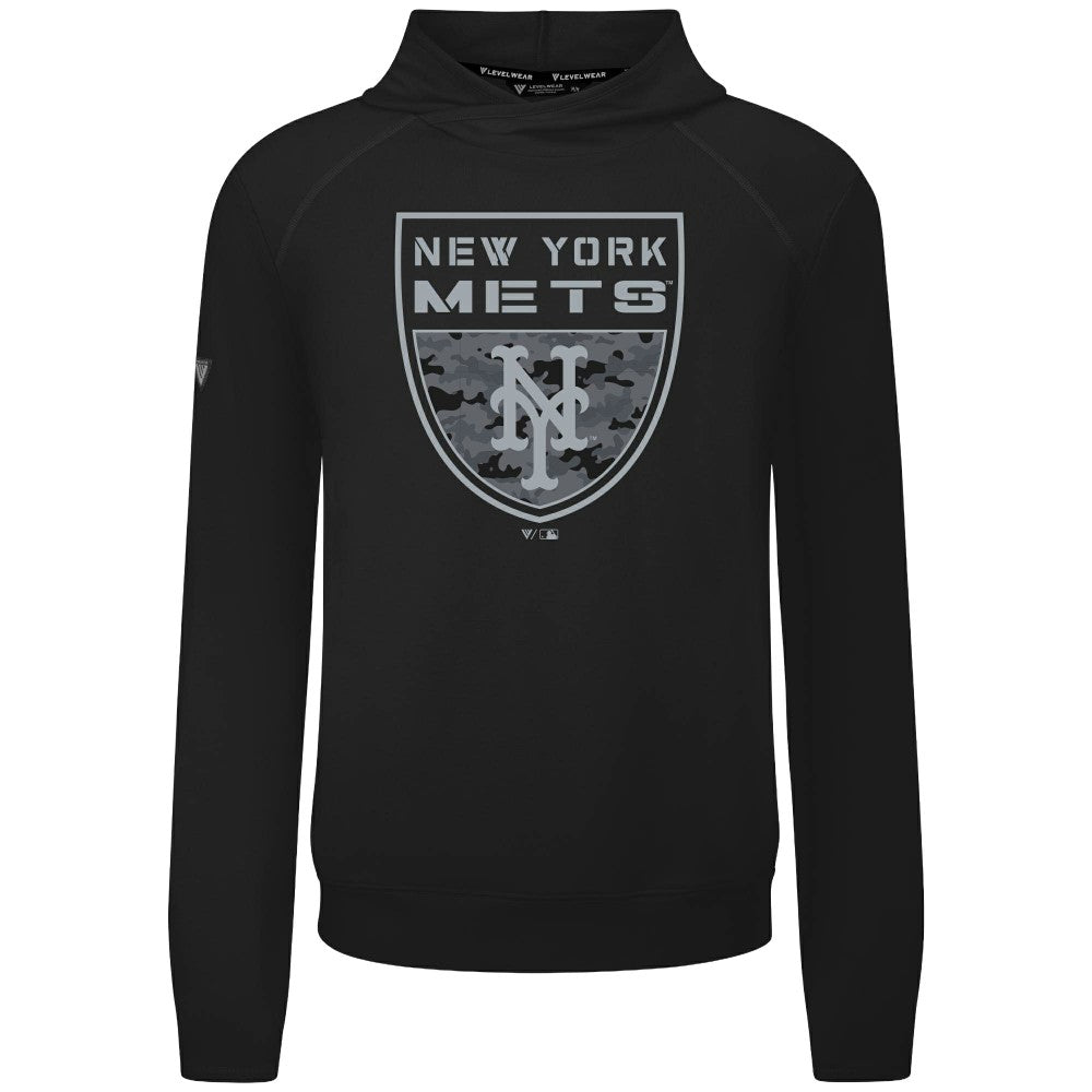 New York Mets Levelwear Mandate Buckler Tri-Blend Pullover Hoodie Black