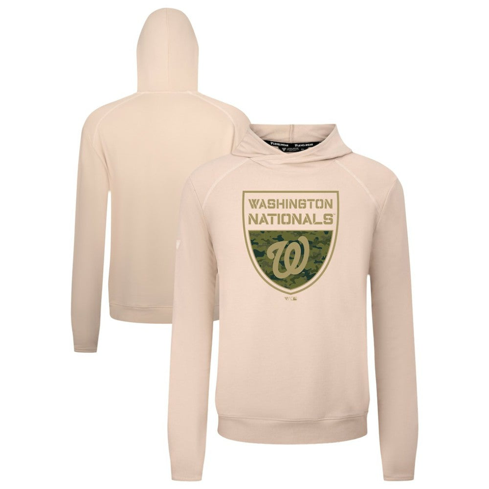 Washington Nationals Levelwear Mandate Buckler Tri-Blend Pullover Hoodie Khaki