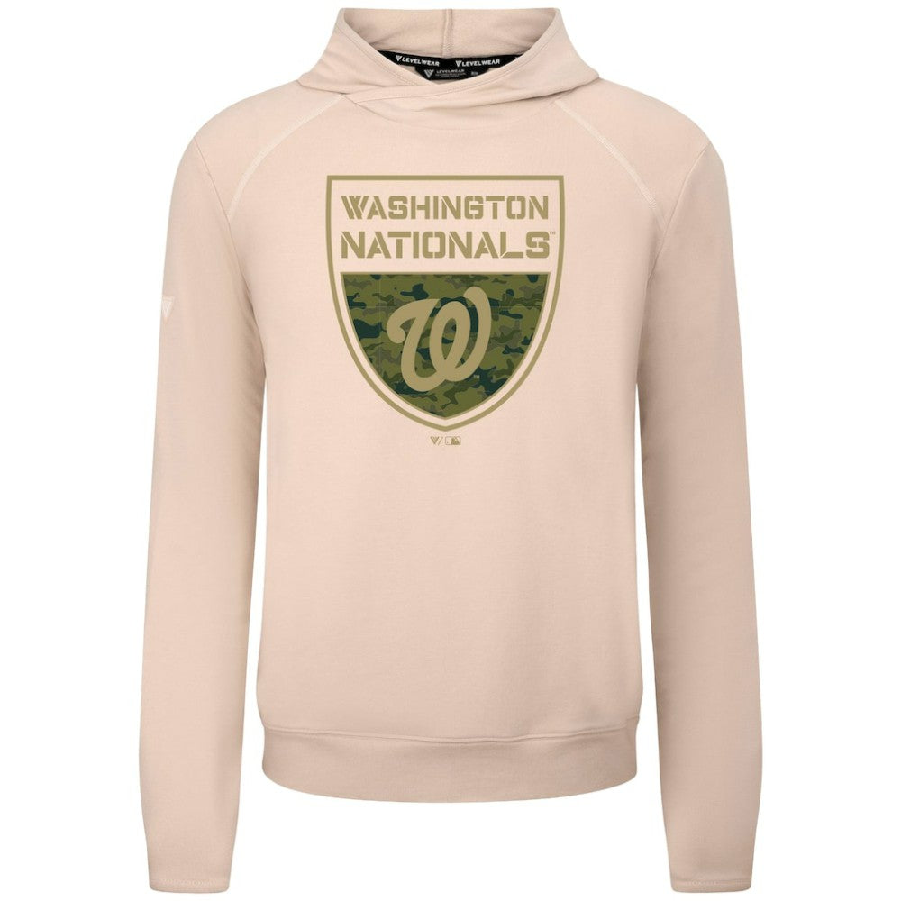 Washington Nationals Levelwear Mandate Buckler Tri-Blend Pullover Hoodie Khaki