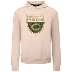Cincinnati Reds Levelwear Mandate Buckler Tri-Blend Pullover Hoodie Khaki