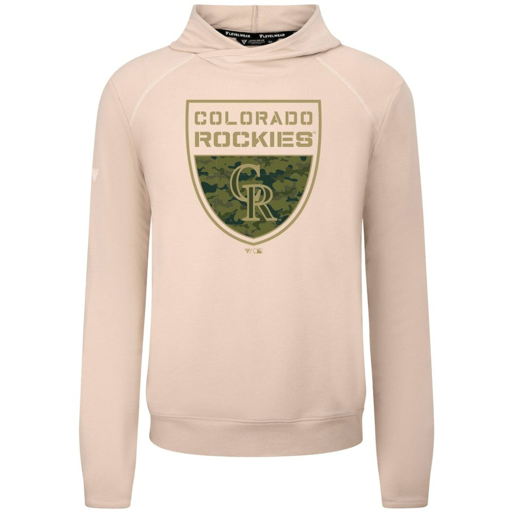 Colorado Rockies Levelwear Mandate Buckler Tri-Blend Pullover Hoodie Khaki