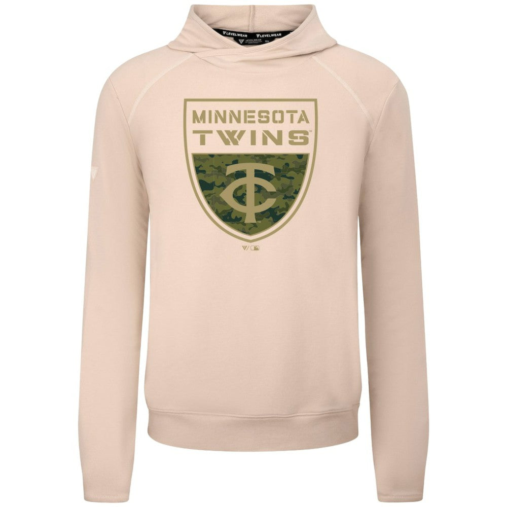 Minnesota Twins Levelwear Mandate Buckler Tri-Blend Pullover Hoodie Khaki
