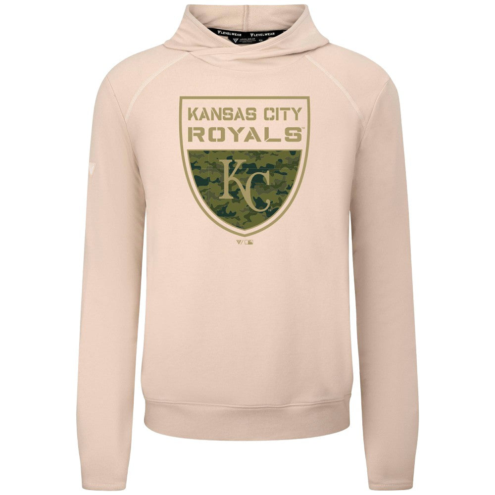 Kansas City Royals Levelwear Mandate Buckler Tri-Blend Pullover Hoodie Khaki