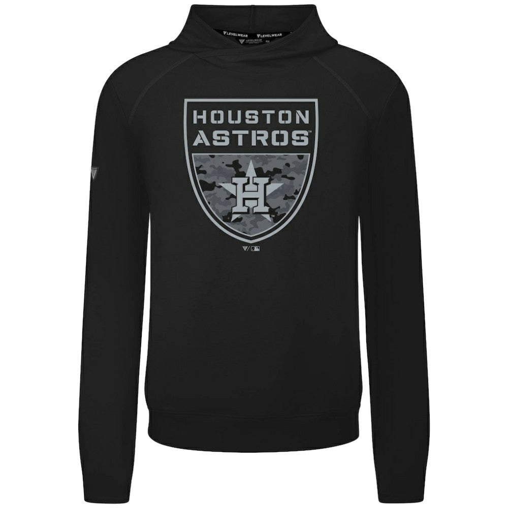Houston Astros Levelwear Mandate Buckler Tri-Blend Pullover Hoodie Black