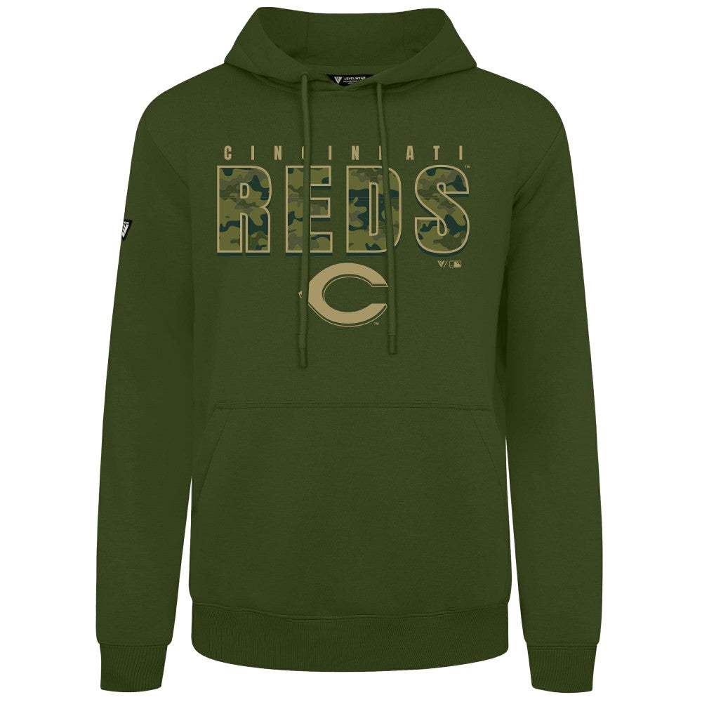 Cincinnati Reds Levelwear Podium Protect Pullover Hoodie Green