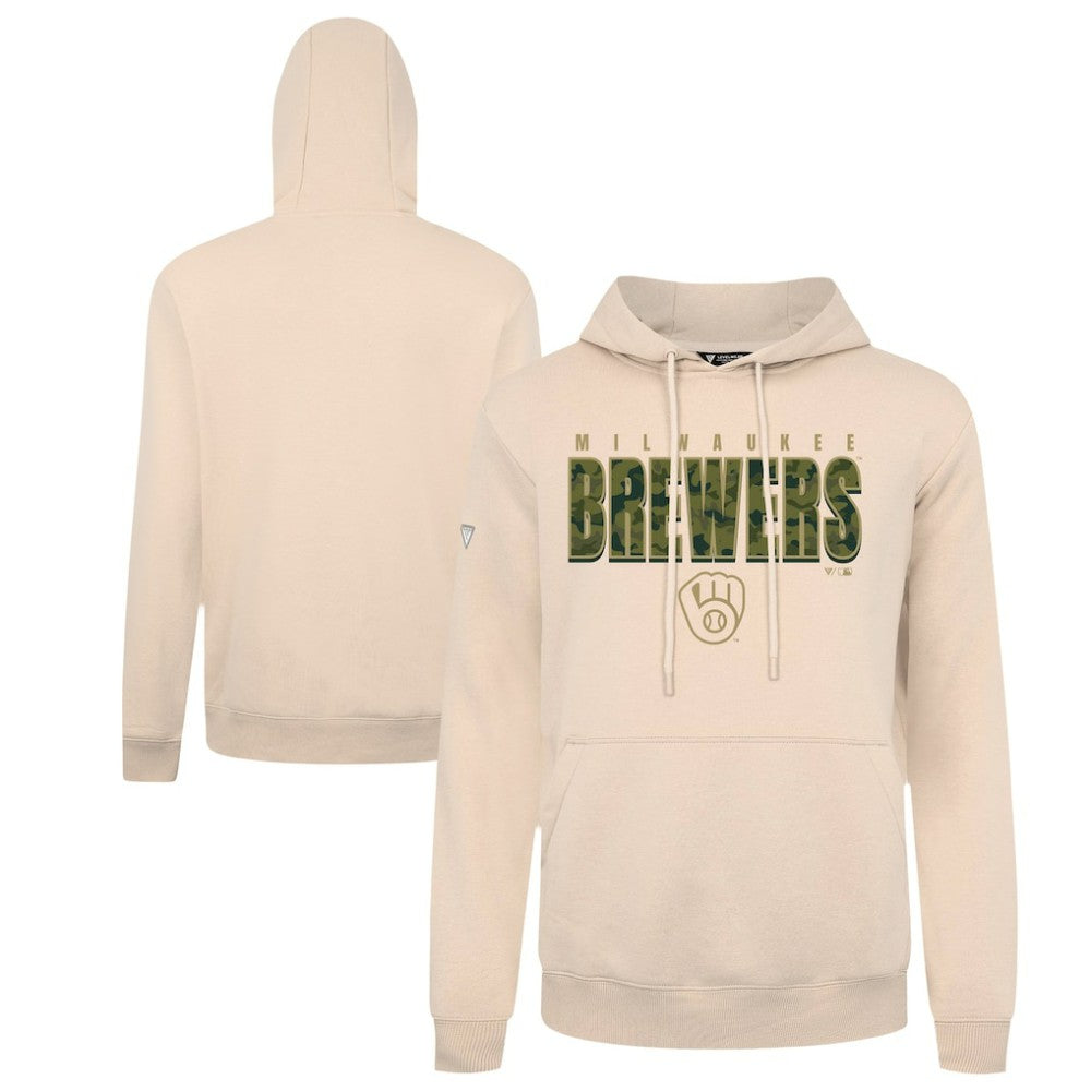 Milwaukee Brewers Levelwear Podium Protect Pullover Hoodie Khaki