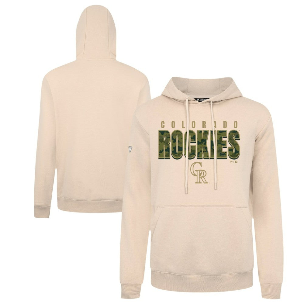 Colorado Rockies Levelwear Podium Protect Pullover Hoodie Khaki