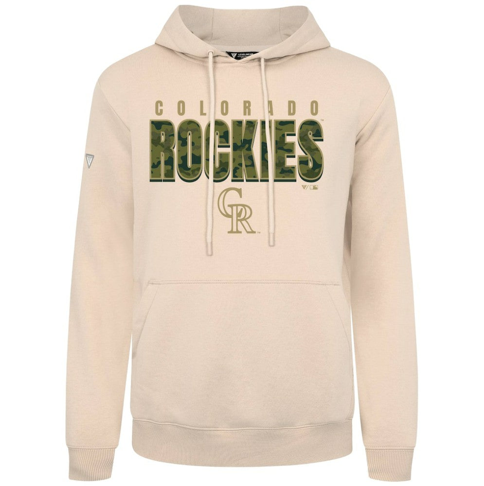 Colorado Rockies Levelwear Podium Protect Pullover Hoodie Khaki