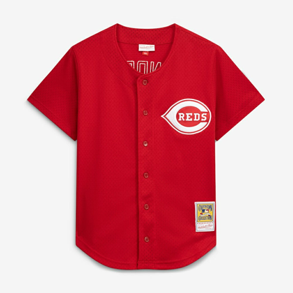 Deion Sanders Cincinnati Reds Cooperstown Mesh Batting Practice Button-Up Jersey Red
