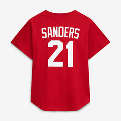 Deion Sanders Cincinnati Reds Cooperstown Mesh Batting Practice Button-Up Jersey Red