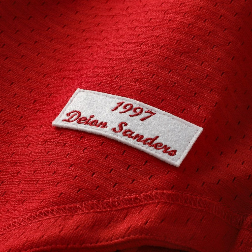 Deion Sanders Cincinnati Reds Cooperstown Mesh Batting Practice Button-Up Jersey Red