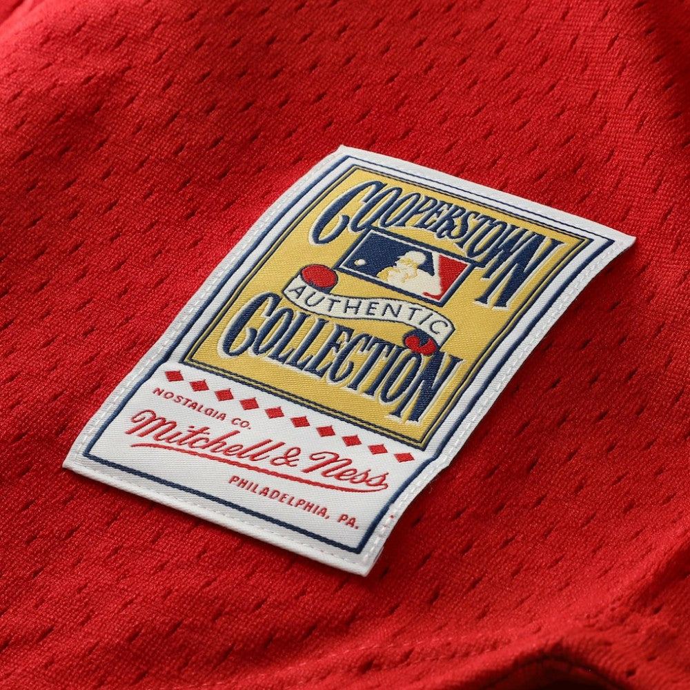Deion Sanders Cincinnati Reds Cooperstown Mesh Batting Practice Button-Up Jersey Red